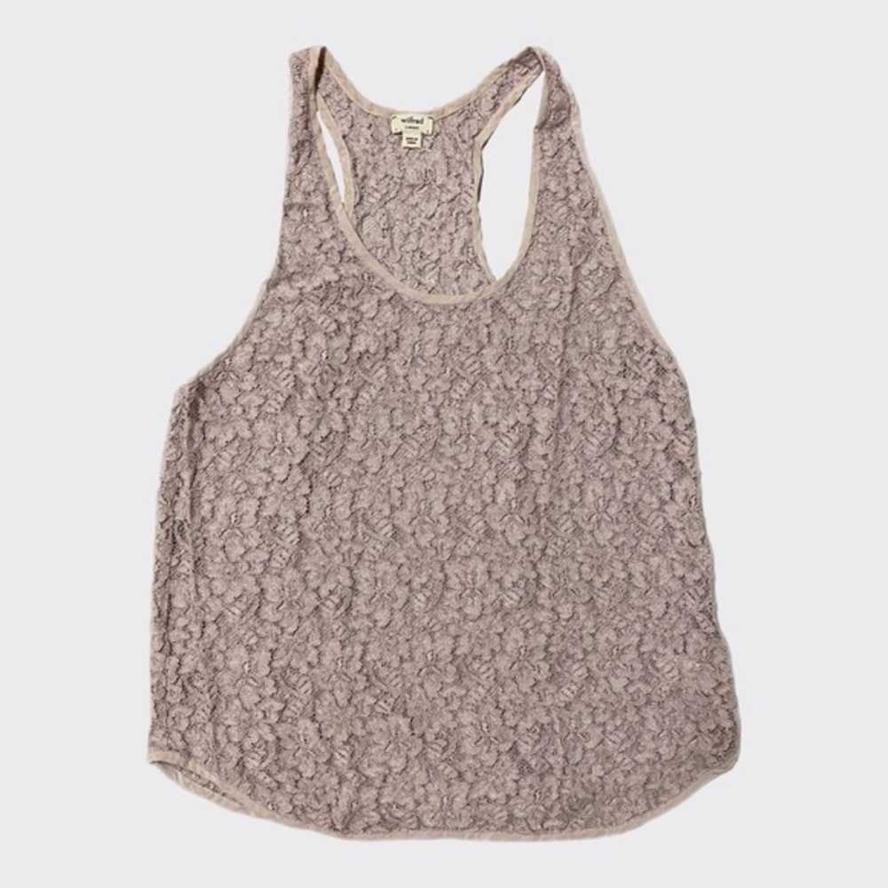 ARITZIA WILFRED RACER BACK LACE TANK TOP w SILK TRIM | L #FML07